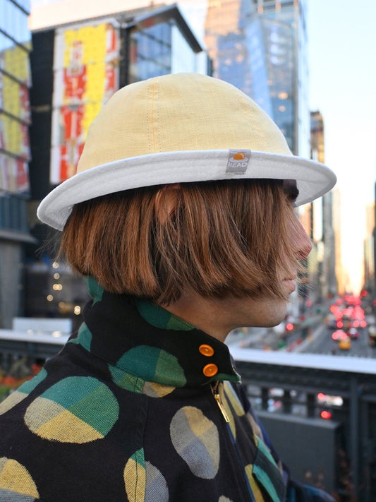 "Egghead" Linen bucket hat. Design by HO HOS HOLE IN THE WALL 🐜 Made in NYC