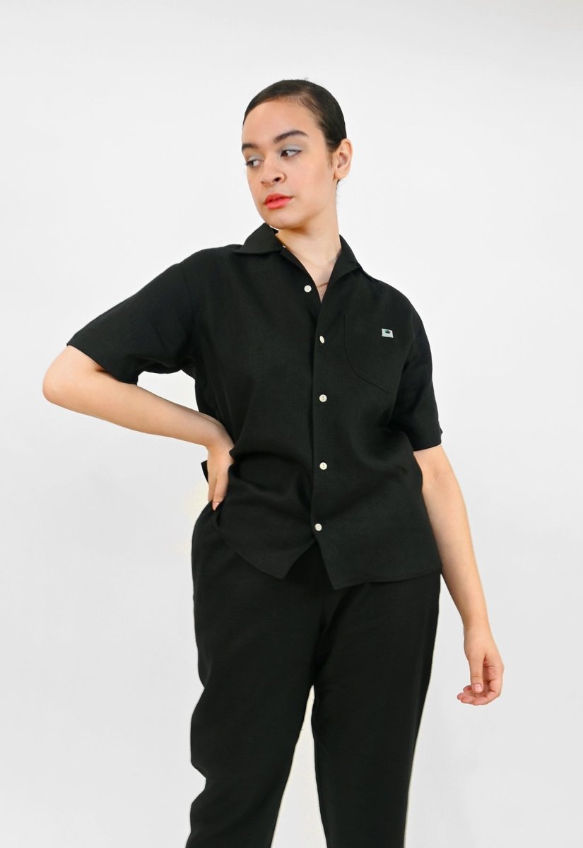 "Tutti Frutti" Heavy Linen Shirt - Blackberry (ONE-OFF)