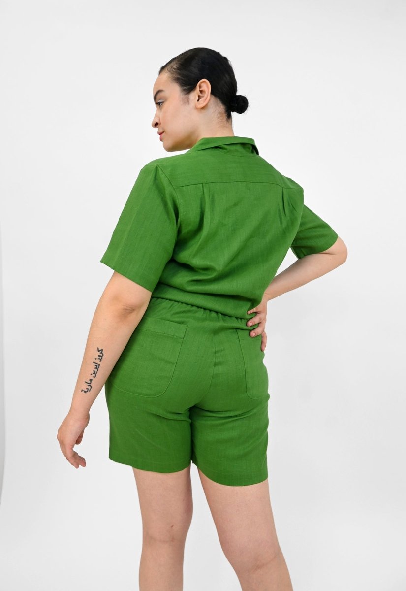 "Tutti Frutti" Linen Shorts - Plantain Green